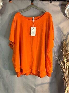 Relaxed Dolman Tunic Top in Vibrant Orange